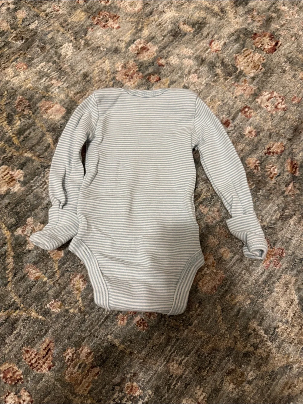 Carter's Light Blue and White Striped Long-Sleeve One-Piece